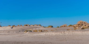 Fransa 'nın güneyindeki Le Grau-du-Roi' deki Espiguette plajı..