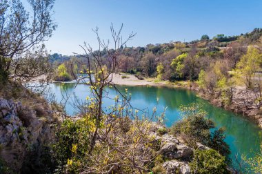 The gorges of the Herault, and the Devil's Bridge, in the Occitanie region, France.