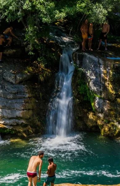 Waterfall Screw Saint Laurent Minier Gard Occitanie — Fotografia de Stock