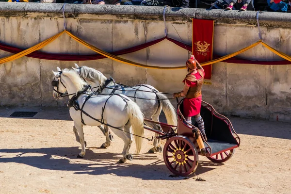 Reconstruction Roman Chariot Race — Stockfoto