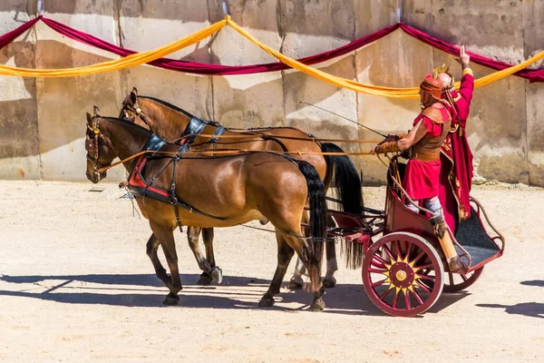 Reconstruction Roman Chariot Race — Stockfoto