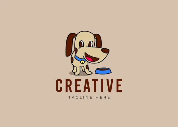 Cute Puppy Pet Dish Logo Design Template — Wektor stockowy