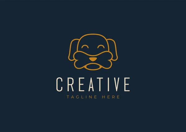 Cute Pug Face Line Logo Design Template — Wektor stockowy