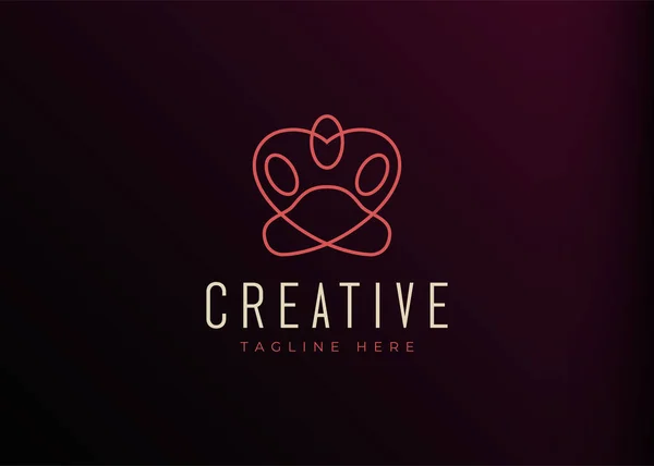 Paw Form Love Logo Line Art Design Template — Wektor stockowy