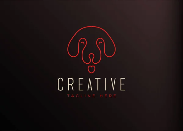 Minimalist Unique Dog Head Logo Line Art Design Template — Wektor stockowy