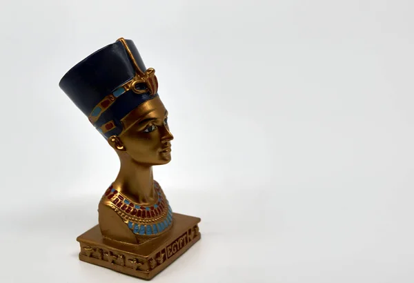 Uma Lembrança Egipto Uma Pequena Versão Busto Nefertiti Com Espaço — Fotografia de Stock