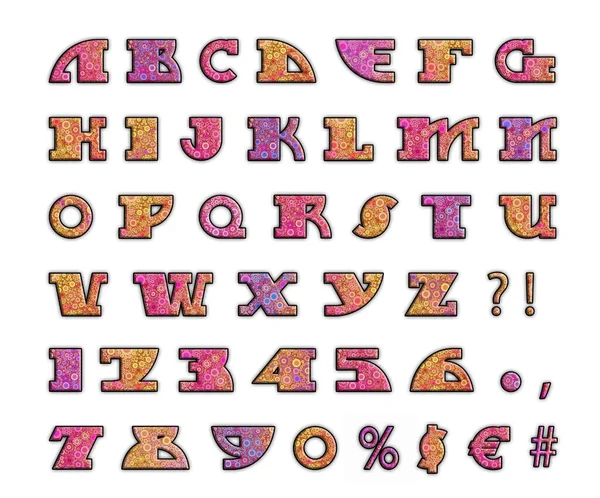 Alphabet Made Letters Circles Pink Yellow Little Bit Blue — Stock Photo, Image