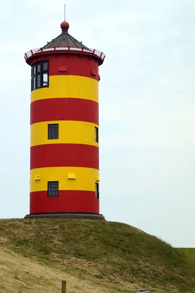 Cute German Lighthouse Red Yellow Build 1891 Meters High Known — Stock Photo, Image