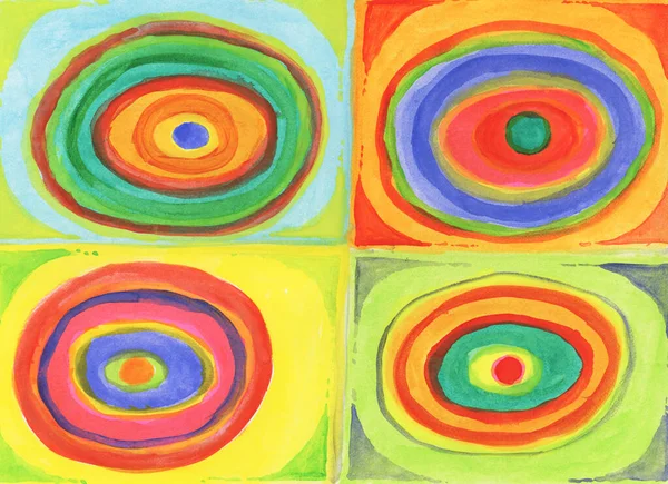 Background with colored circles. Watercolor painting in bright colors