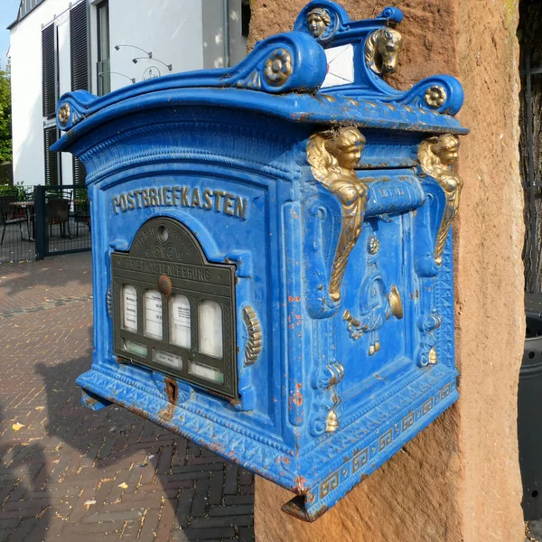 Neuenhaus Germany Aug 2022 Antique Blue German Mailbox 19Th Century — 스톡 사진