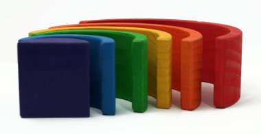 Rainbow coloured arches. A educational toy or puzzle for babies and toddlers
