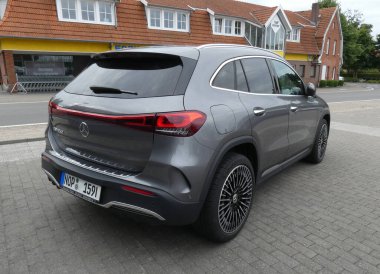 Itterbeck, Lower Saxony, Germany - July 31 2022 A grey Mercedes EQA 250 - An electric subcompact SUV by Mercedes-Benz