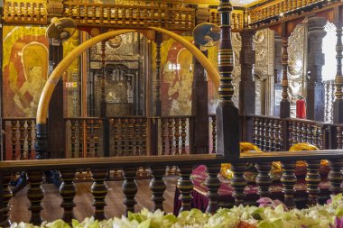 Sri Lanka. The city of Kandy. Temple of the Tooth of the Buddha. View of the famous and popular attraction inside the temple.