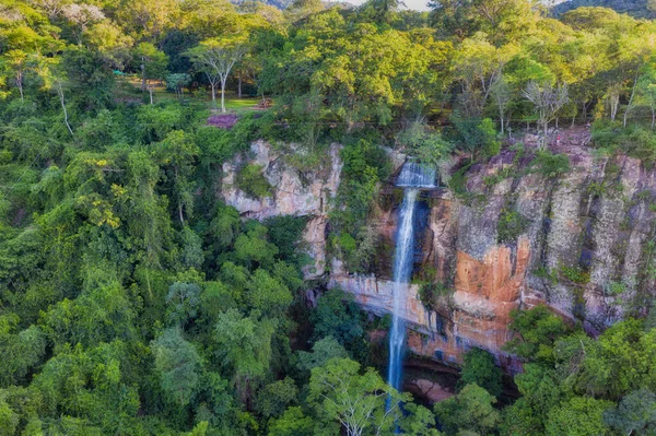 Flygfoto Över Salto Suizo Det Högsta Vattenfallet Paraguay Nära Colonia — Stockfoto