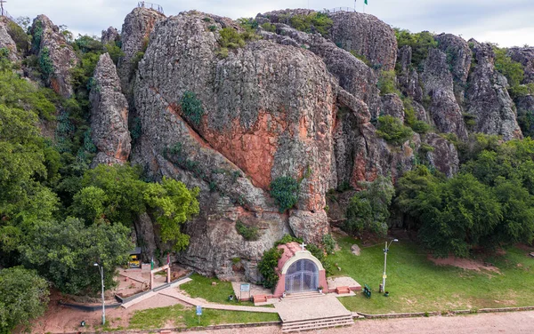 Flygfoto Över Cordilleras Tobati Med Kapellet Virgin Way Capilla Virgen — Stockfoto