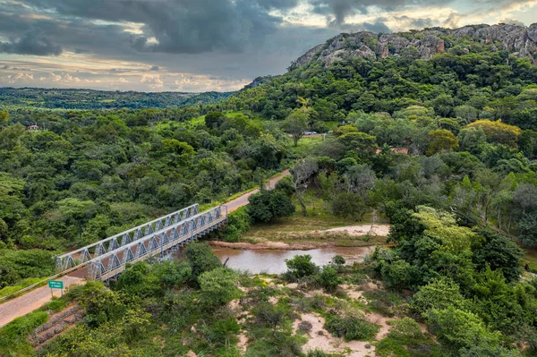 Вид Повітря Metal Bridge Tobati Puente Metal Tobati Парагваї Особливо — стокове фото