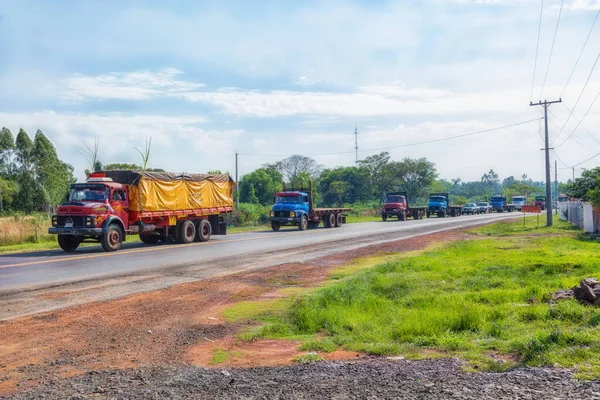 Jorge Naville Mbocayaty Del Guaira Paraguay Februarie 2022 Convoi Camioane Imagini stoc fără drepturi de autor
