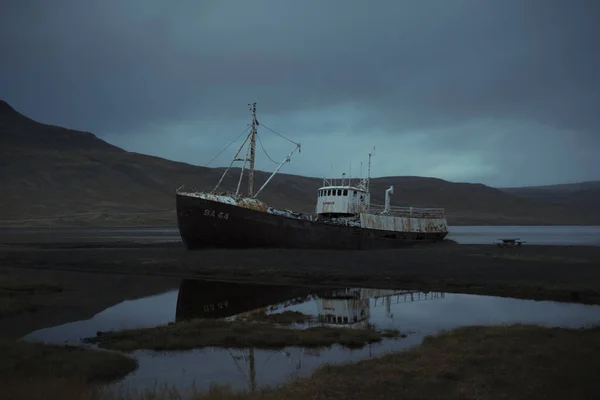 Navire Abandonné Dans Région Des Fjords Occidentaux Nord Islande Gardar — Photo