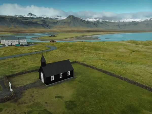 Μαύρη Εκκλησία Budakirkja Δυτική Ισλανδία Χερσόνησος Snaefellsnes — Φωτογραφία Αρχείου