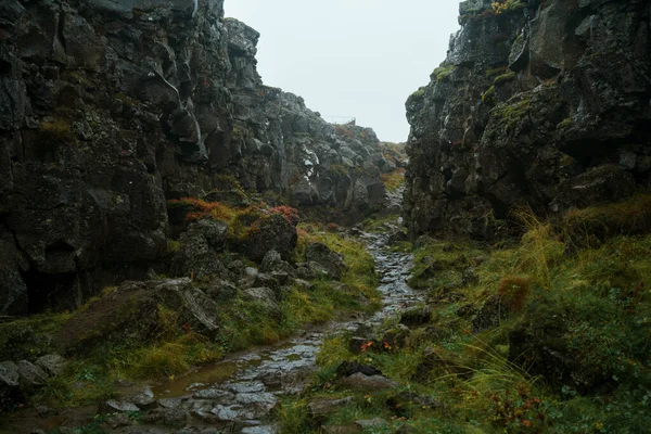 Oxararfoss Trail Paisaje Natural Islandés Del Parque Nacional Thingvellir Islandia —  Fotos de Stock
