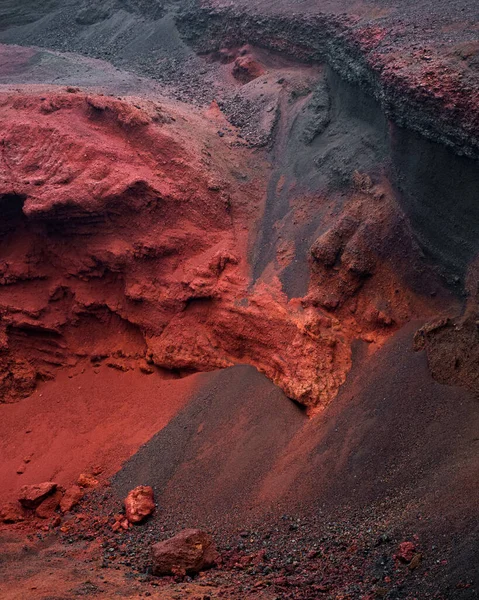 Fundo Pedreira Areia Vermelha Cratera Seydisholar Paisagem Marciana Islândia — Fotografia de Stock