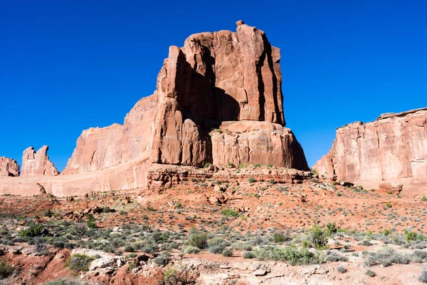 Formações Rochosas Vermelhas Park Avenue Viewpoint Arches National Park Utah — Fotografia de Stock