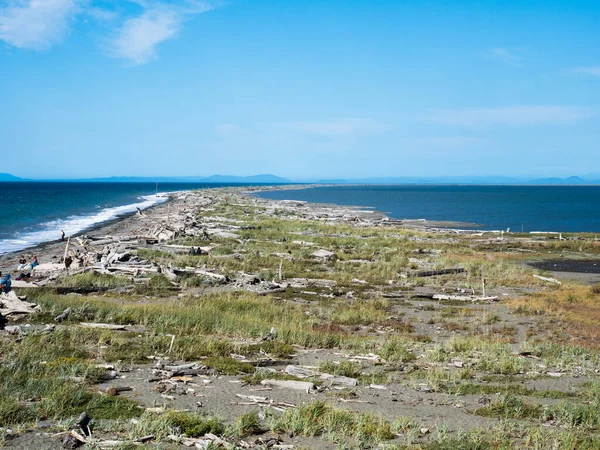 Widok Dungeness Spit Najdłuższy Piasek Usa Słoneczny Dzień Półwysep Olimpijski — Zdjęcie stockowe