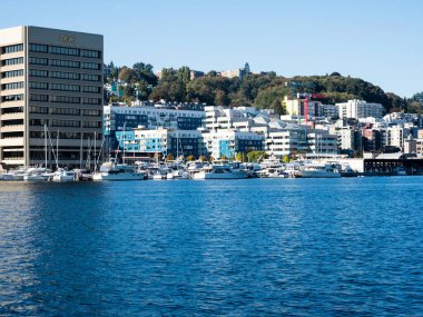 Seattle, ABD - 4 Ekim 2018: Güneşli bir günde Lake Union 'un güneybatı kıyıları