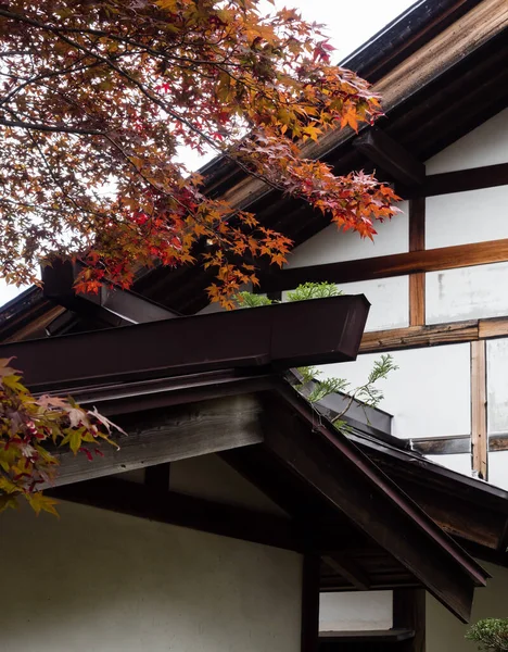 Червоний Клен Даху Традиційного Японського Дому — стокове фото