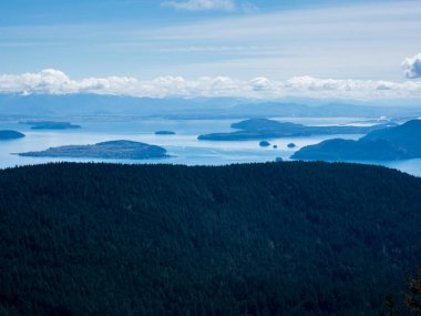 Moran State Park 'taki Anayasa Dağı' nın tepesinden manzara - Orcas Adası, WA, ABD