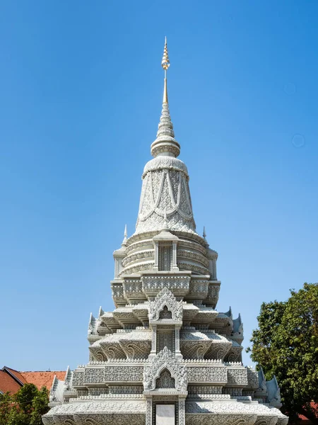 Phnom Penh Camboja Fevereiro 2017 Estupa Branca Complexo Silver Pagoda — Fotografia de Stock