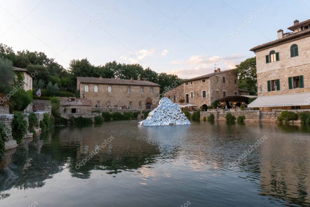 Bagno Vignoni hot springs a popular tourist destination in Tuscany