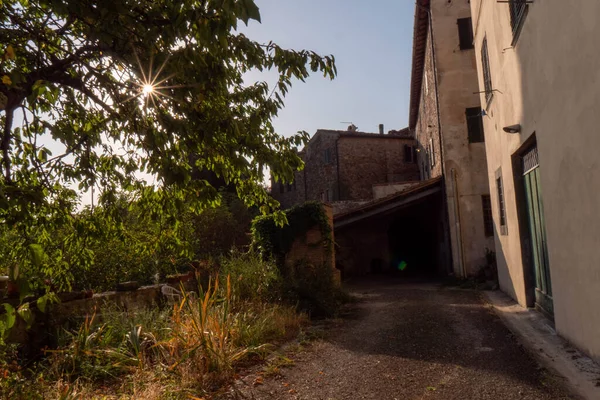 Quiet Street Residential Buildings Historic Medieval Village Panzano Greve Chianti — Stok fotoğraf