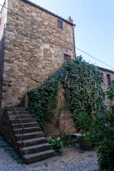 Quiet Street Residential Buildings Historic Medieval Village Panzano Greve Chianti — Zdjęcie stockowe