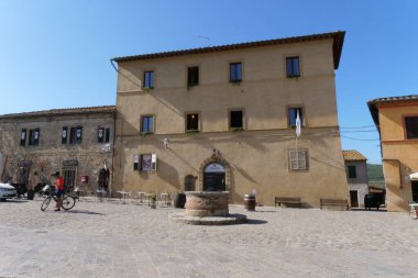Tuscany 'deki Monteriggioni' nin yapı ve simgesi. Yüksek kalite fotoğraf
