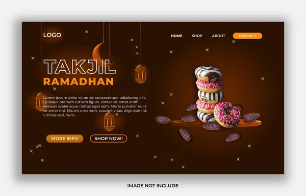 Ramadã Tema Design Modelo Site Simples Para Site Negócios — Vetor de Stock