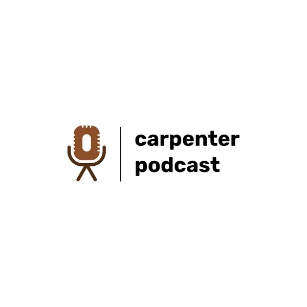 Illustration carpenter podcast logo design template. Vector format.