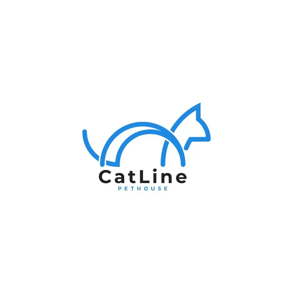 Simple line art cat shape logo design. Pet Logo. Vector format.