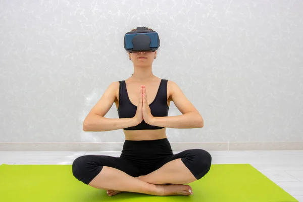 Meditation with vr glasses at home, sports with VR glasses