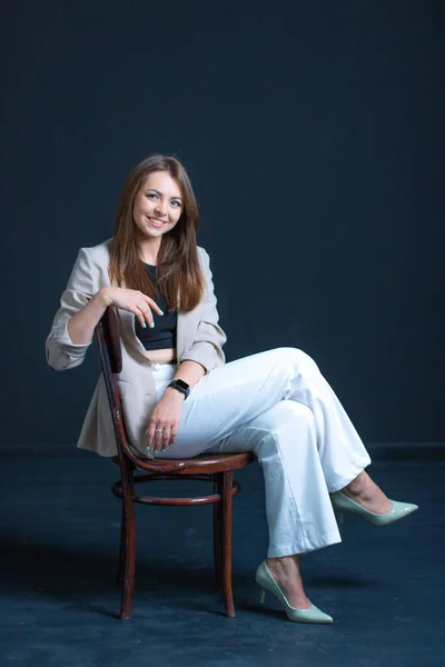 business woman on black background, Beautiful woman