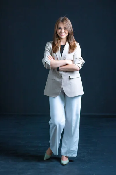 business woman on black background, Beautiful woman