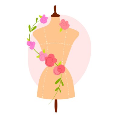 Çiçekli güzel bir manken.