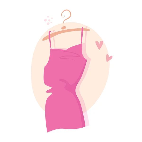 Różowa sukienka na wieszaku — Wektor stockowy