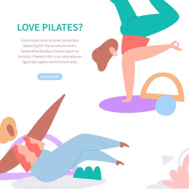 Pilates yapan iki genç kız. Pilates kursları