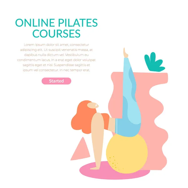 Çevrimiçi pilates kursları posteri. Yoga, fitness 