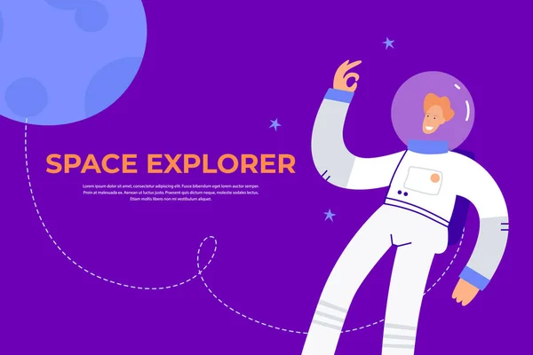 Template, web banner. Space explorer — стоковый вектор