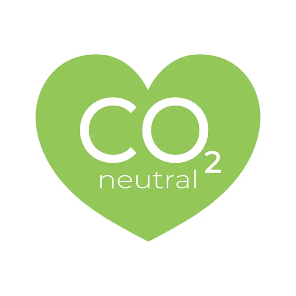 Rótulo verde neutro CO2, coração — Vetor de Stock