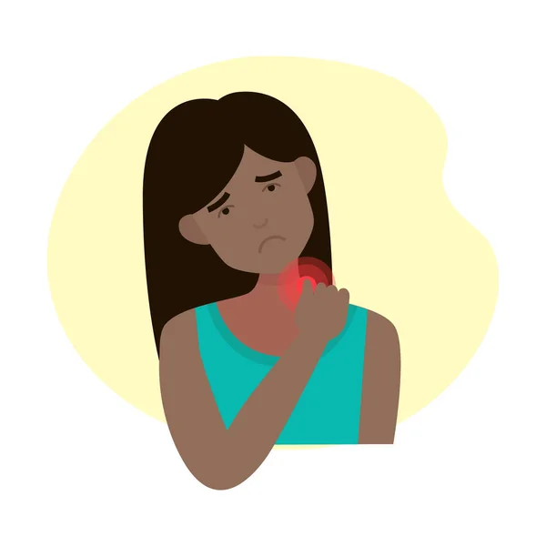 Boyun ağrısı olan zenci bir kadın, teknik boyun sendromu.