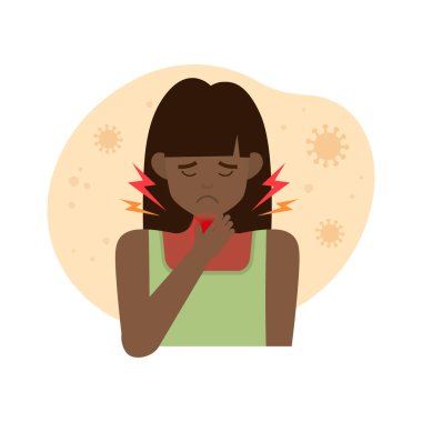 Boğazı ağrıyan siyah bir genç kadın.