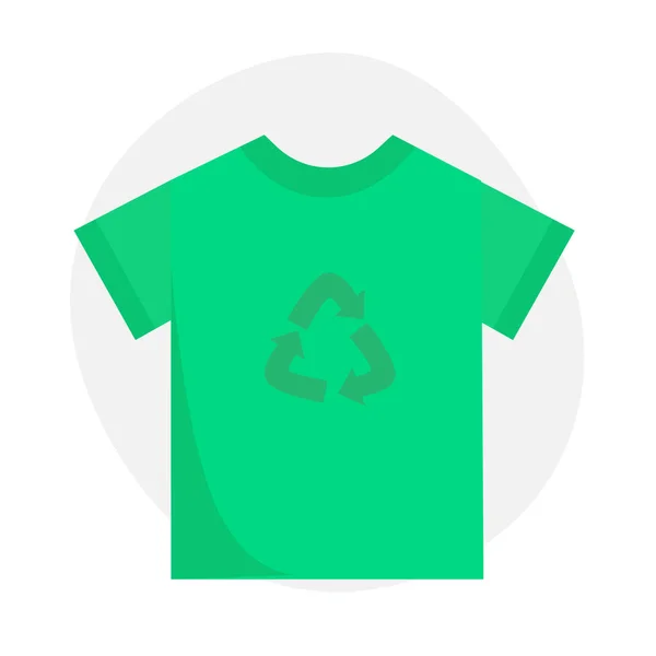 Abstraktes grünes T-Shirt-Symbol mit Recycling-Zeichen — Stockvektor